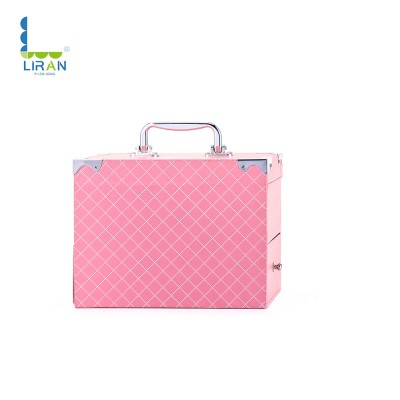 Professional Custom Pu Leather Woman Travel Small Organizer Beauty Pink Case Make Up Makeup Travel Box