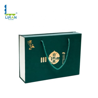 Fancy logo printed cardboard paper hard box with handle for tea packing